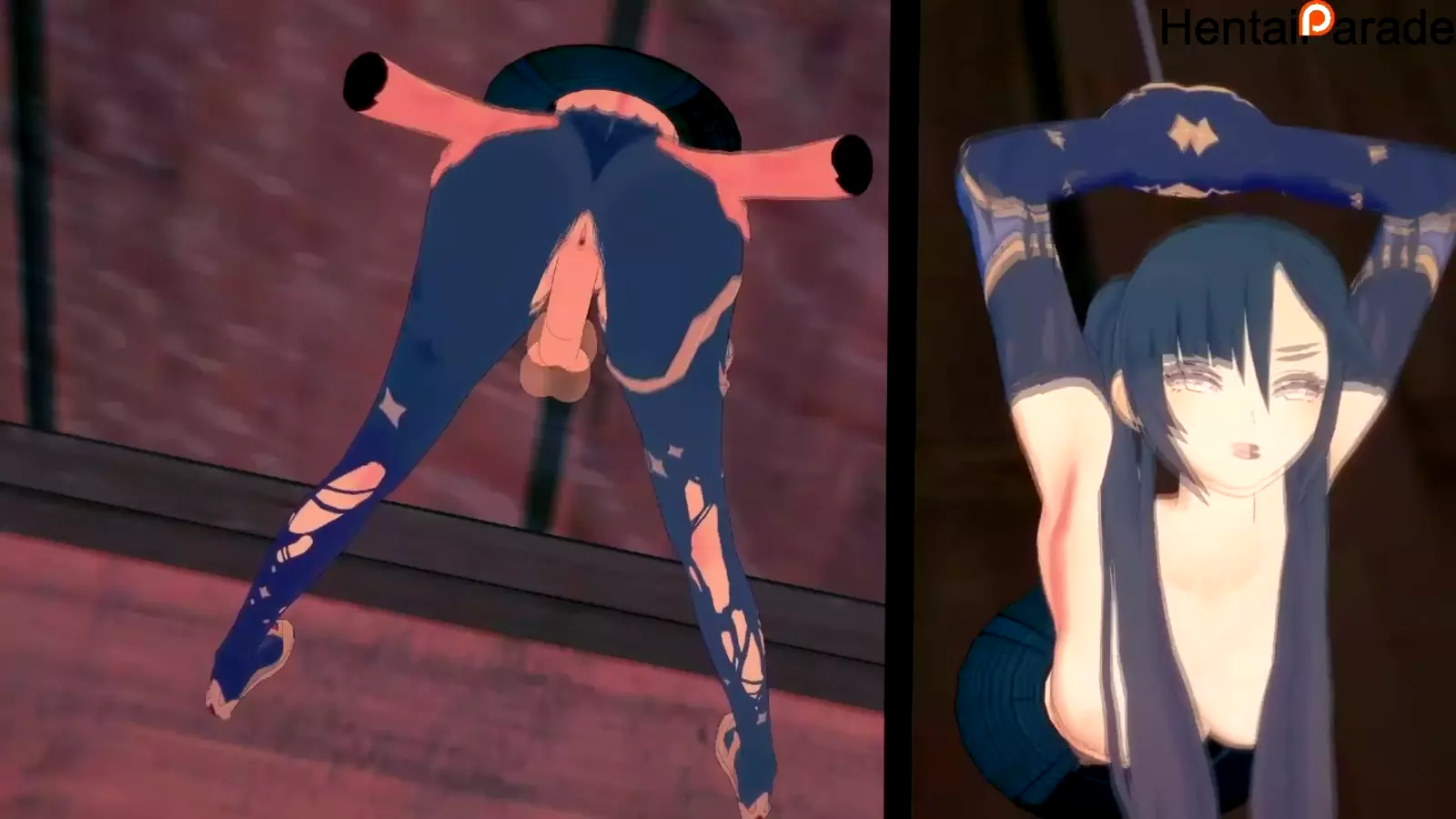 A woman into transforming a hentai character in her leggings